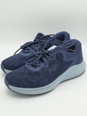 Rykä Frenzy Women's Walking Shoes Navy Blue Knit Sneaker Size 9W Wide